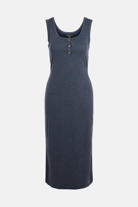 Oasis Ribbed Button Scoop Neck Midi Dress 5