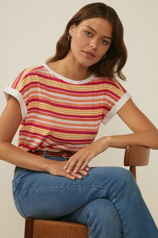 Oasis Multi Stripe Cotton Slub T-shirt 1