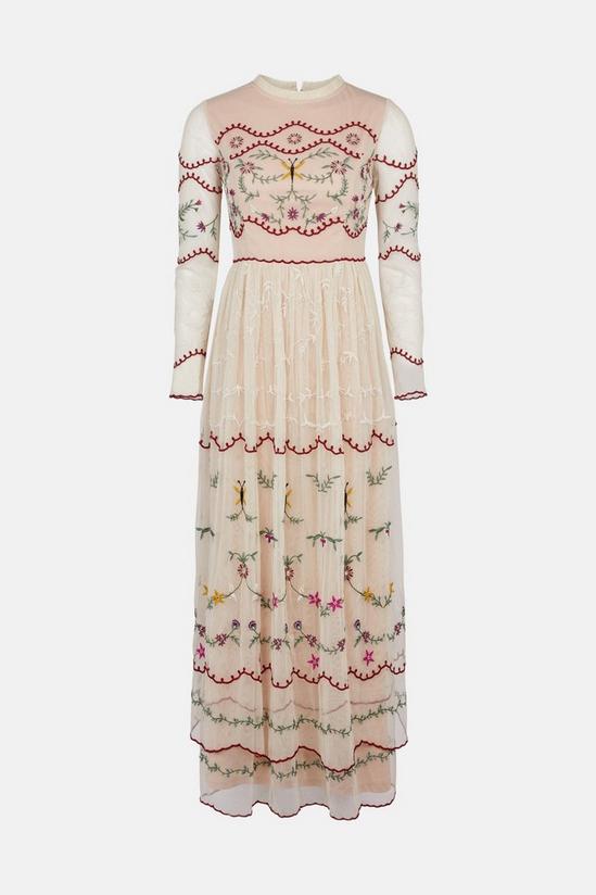 Oasis Dragonfly Embroidered Mesh Maxi Dress 4