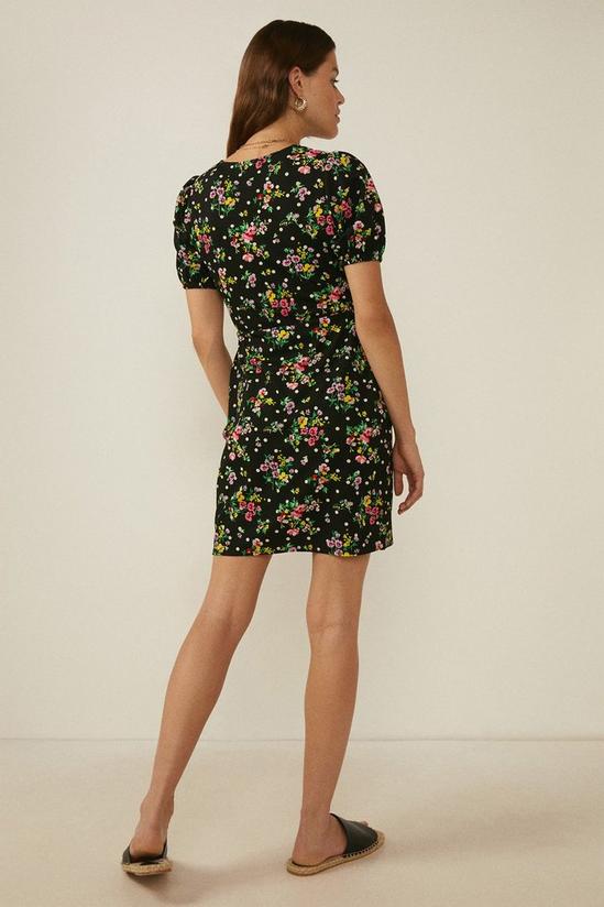Oasis Floral Print Wrap Top Puff Sleeve Mini Dress 3
