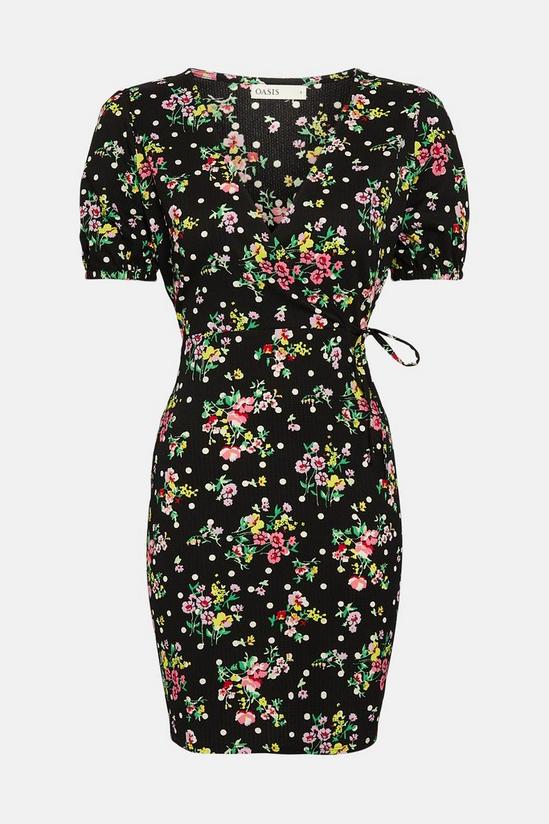 Oasis Floral Print Wrap Top Puff Sleeve Mini Dress 5