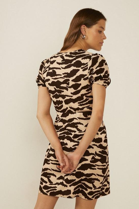 Oasis Tiger Print Wrap Top Puff Sleeve Mini Dress 3