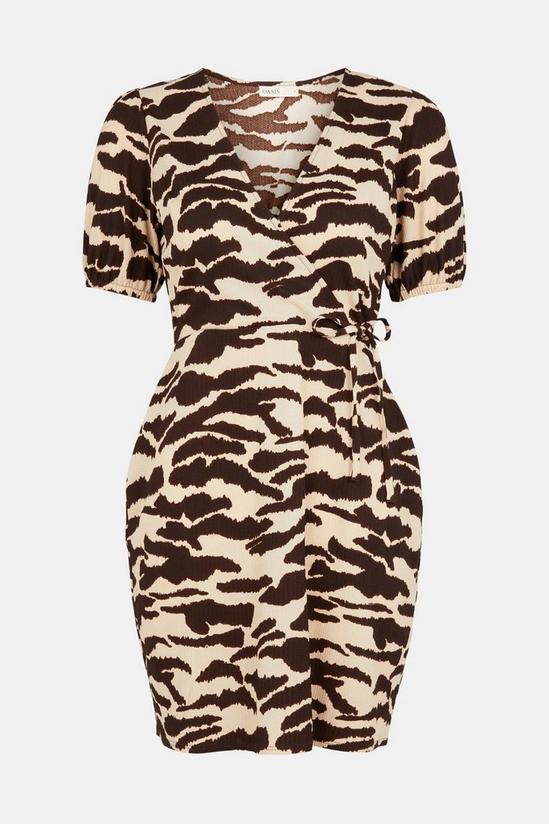Oasis Tiger Print Wrap Top Puff Sleeve Mini Dress 5