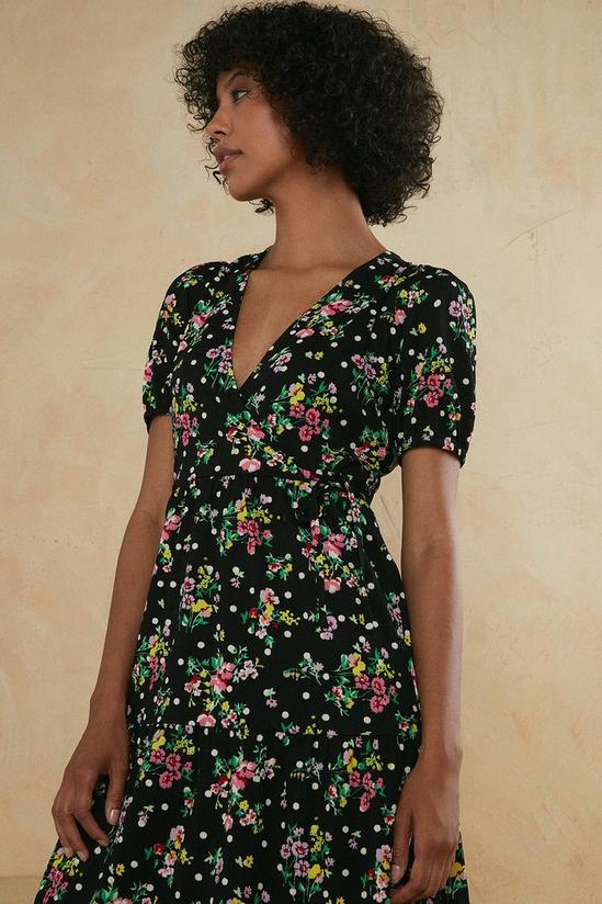 Oasis Floral Print Wrap Top Tiered Midi Dress 2