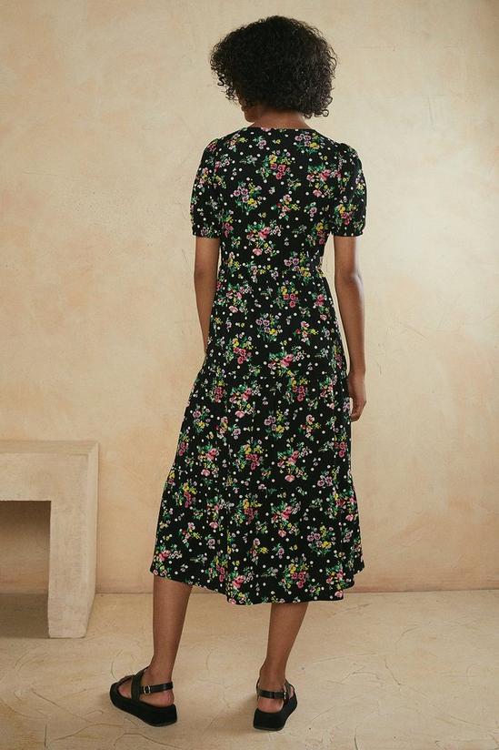 Oasis Floral Print Wrap Top Tiered Midi Dress 3