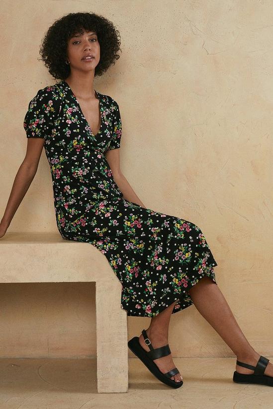 Oasis Floral Print Wrap Top Tiered Midi Dress 4