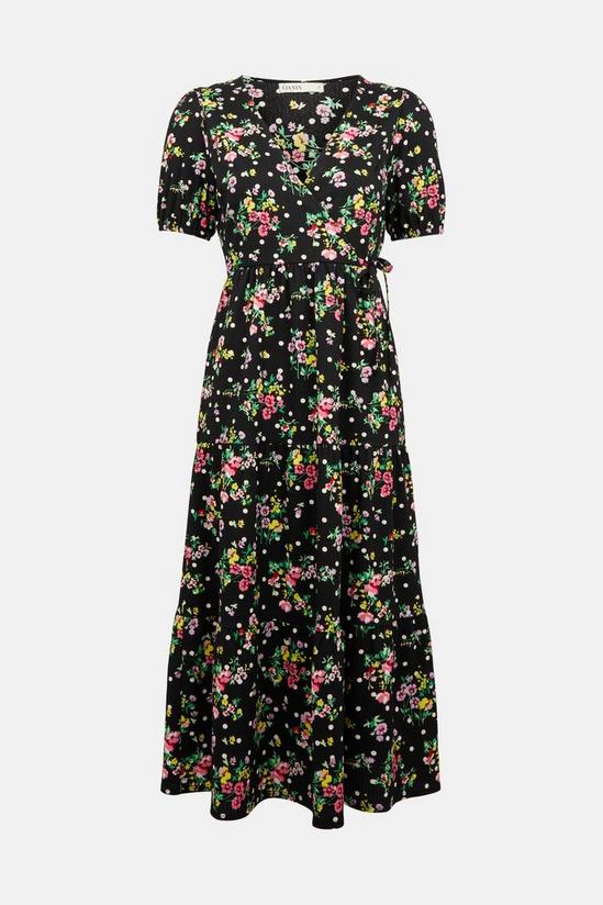 Oasis Floral Print Wrap Top Tiered Midi Dress 5