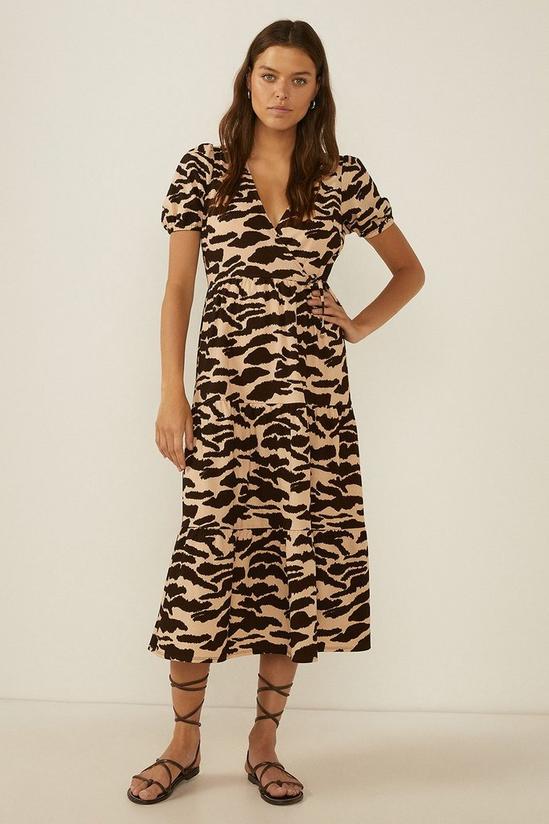 Oasis Tiger Print Wrap Top Tiered Midi Dress 2