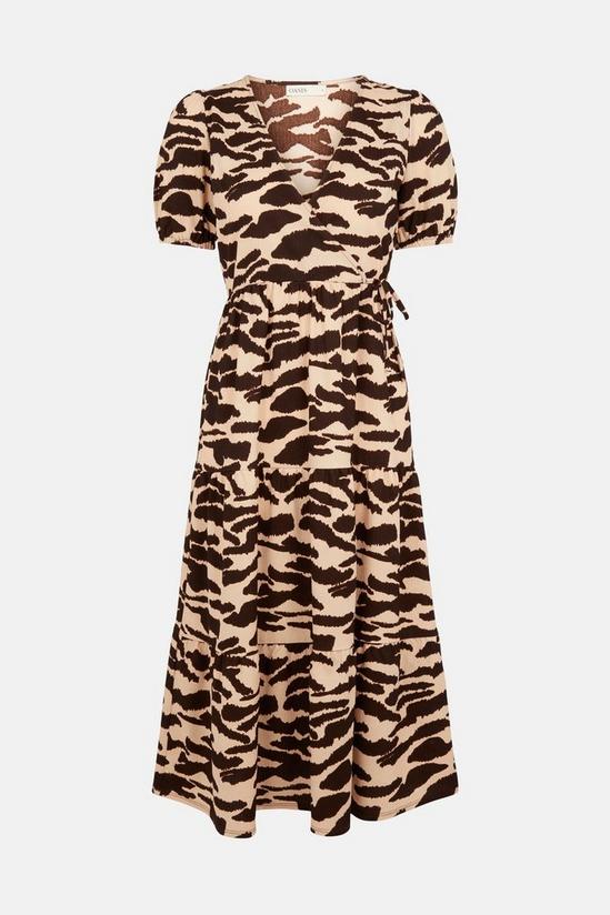 Oasis Tiger Print Wrap Top Tiered Midi Dress 5