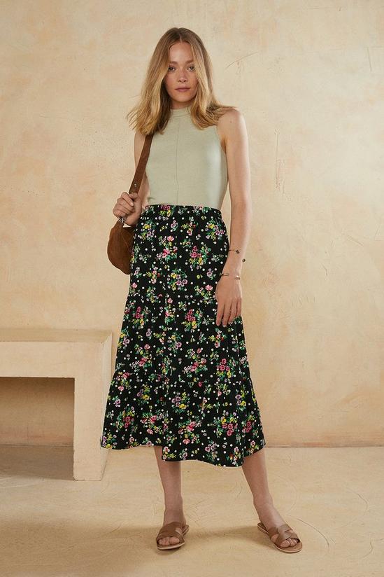Oasis Floral Print Tiered Midi Skirt 2
