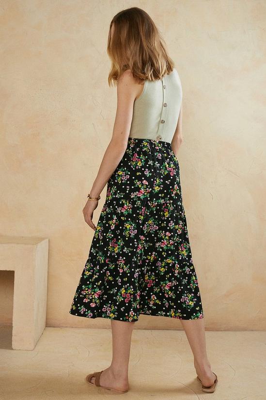 Oasis Floral Print Tiered Midi Skirt 3