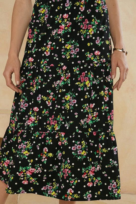 Oasis Floral Print Tiered Midi Skirt 4