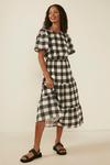 Oasis Large Gingham Textured Tiered Midi Dress thumbnail 1