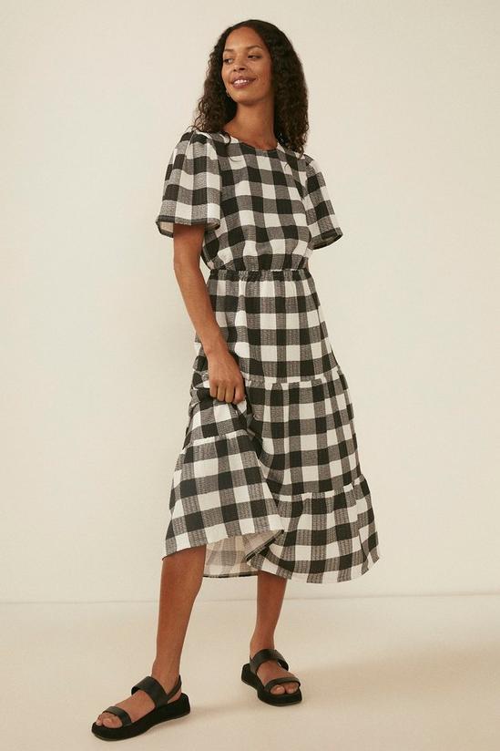 Oasis Large Gingham Textured Tiered Midi Dress 1