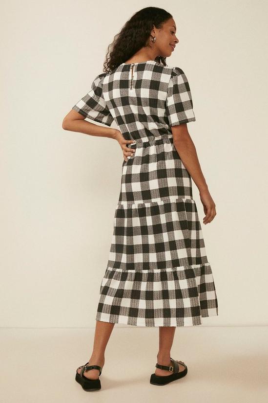 Oasis Large Gingham Textured Tiered Midi Dress 3