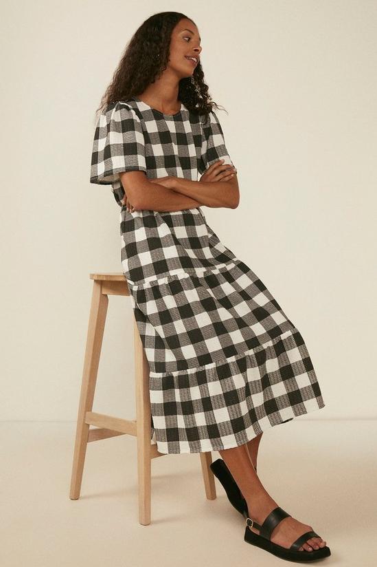 Oasis Large Gingham Textured Tiered Midi Dress 4