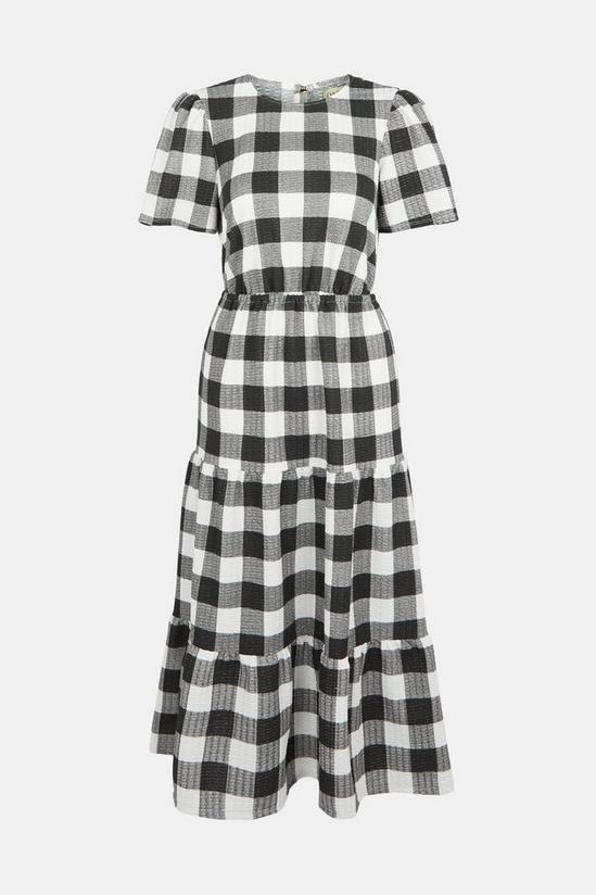 Oasis Large Gingham Textured Tiered Midi Dress 5