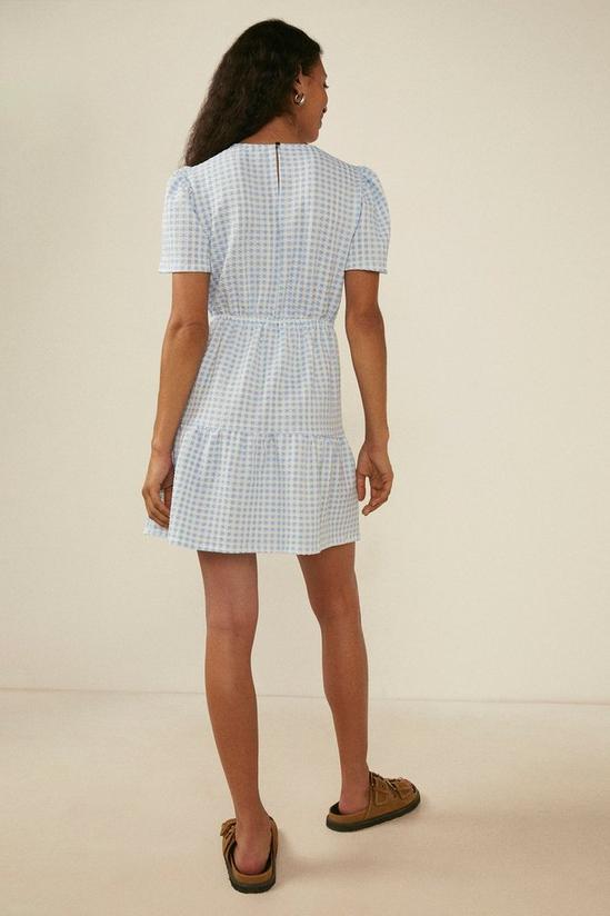Oasis Petite Gingham Textured Tiered Mini Dress 3
