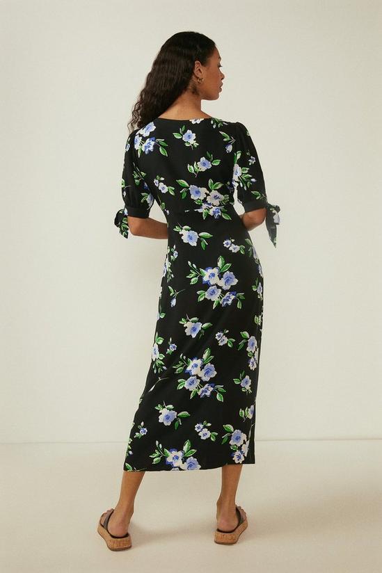 Oasis Button Front Printed Tie Sleeve Midi Dress 3