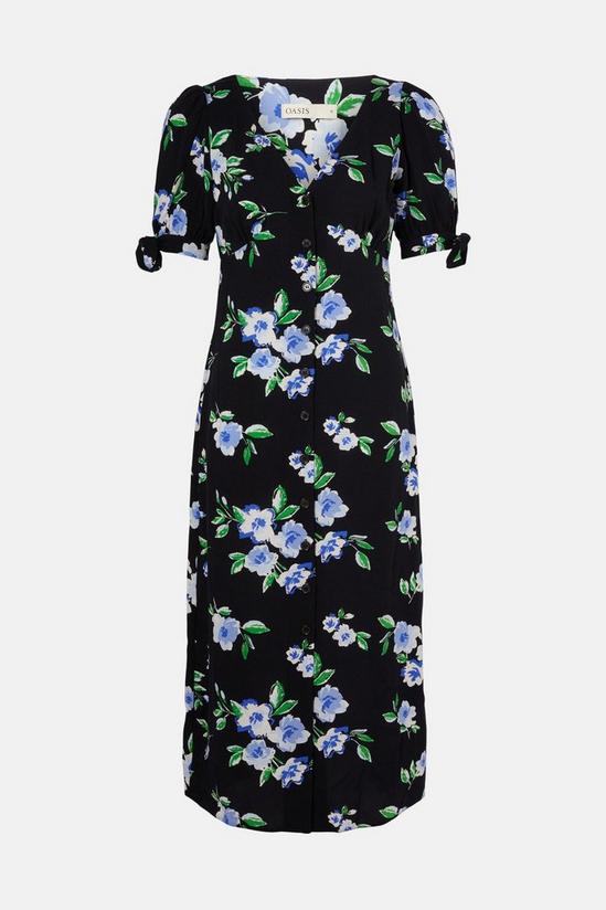 Oasis Button Front Printed Tie Sleeve Midi Dress 5