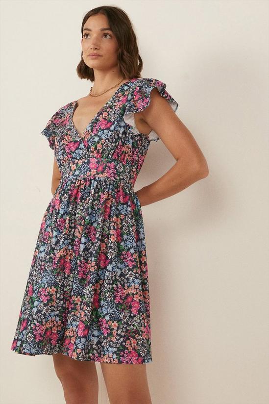 Oasis Textured Jersey Floral Print Mini Dress 1
