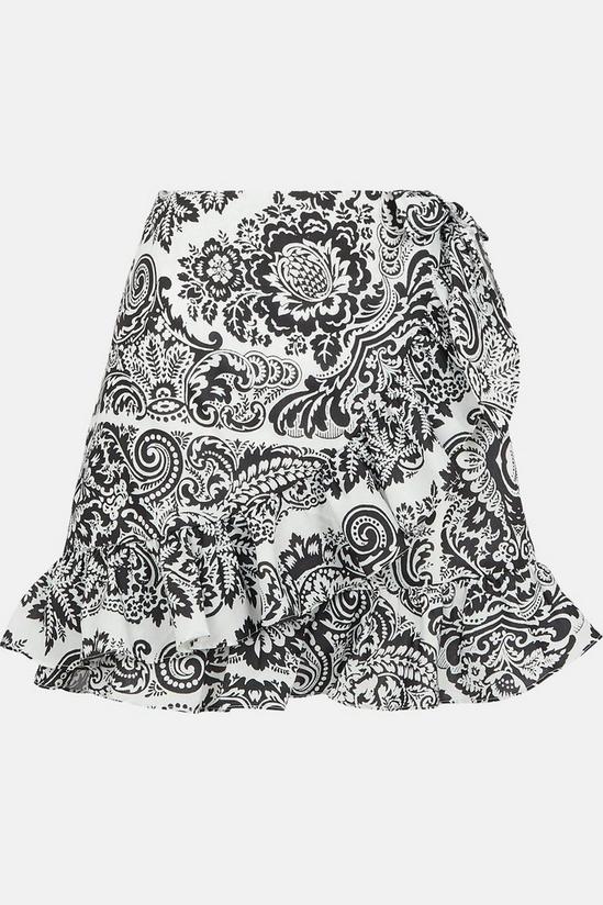 Oasis Mono Scarf Print Ruffle Wrap Mini Skirt 5