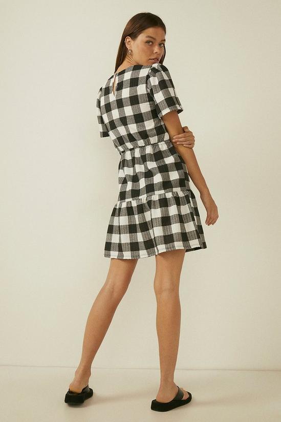 Oasis Large Gingham Textured Tiered Mini Dress 3