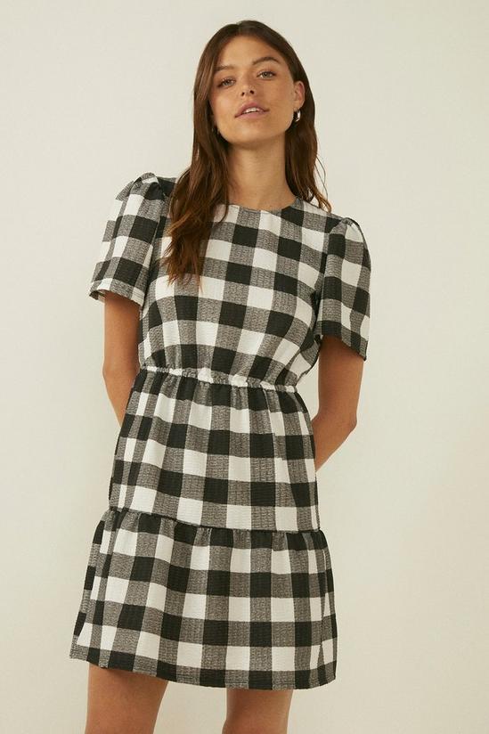 Oasis Large Gingham Textured Tiered Mini Dress 4