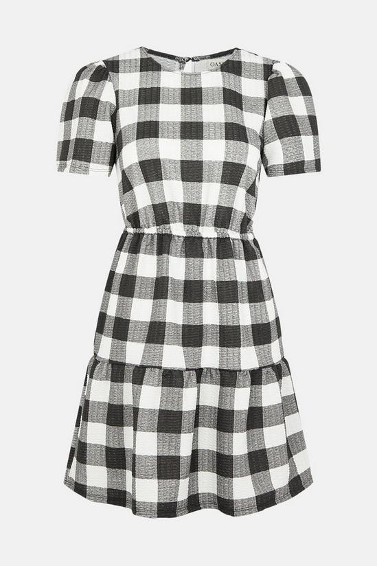 Oasis Large Gingham Textured Tiered Mini Dress 5