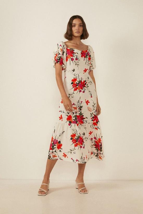 Oasis Floral Printed Bardot Midi Dress 4