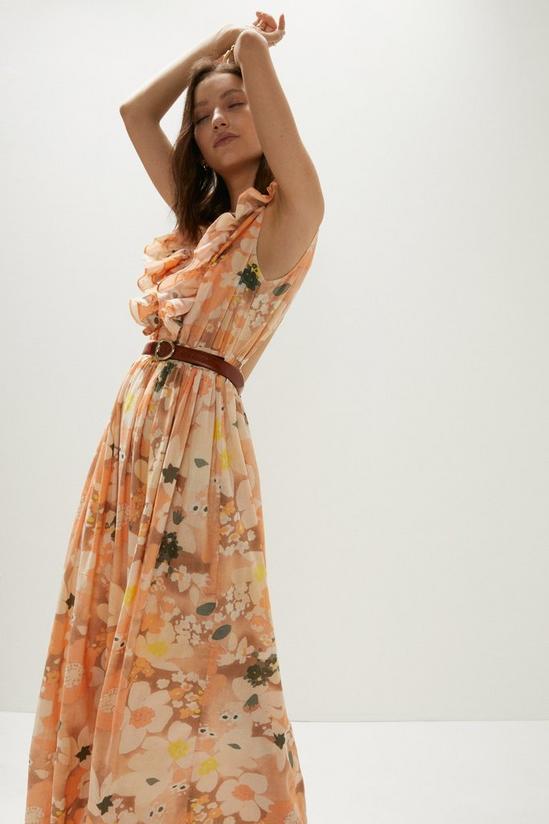 Oasis Floral Frill Halter Cut Out Back Maxi Dress 2