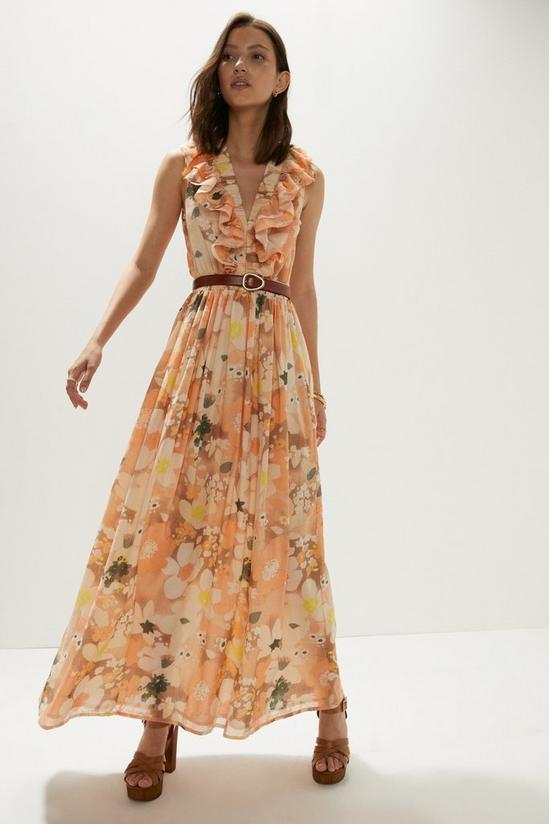 Oasis Floral Frill Halter Cut Out Back Maxi Dress 3