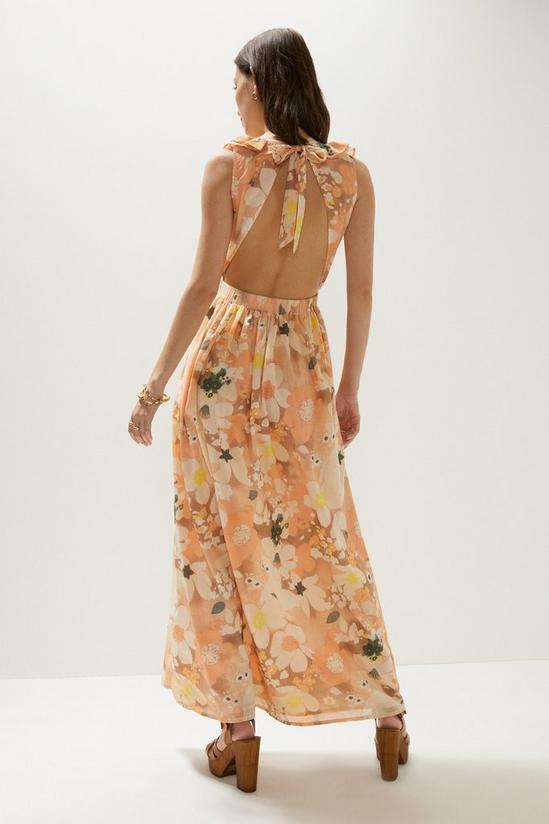 Oasis Floral Frill Halter Cut Out Back Maxi Dress 4