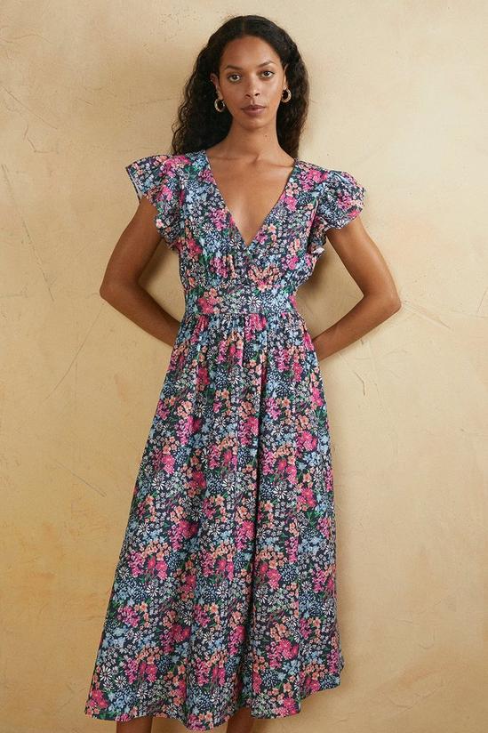 Oasis Textured Jersey Floral Print Midi Dress 1