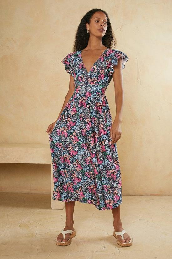 Oasis Textured Jersey Floral Print Midi Dress 2