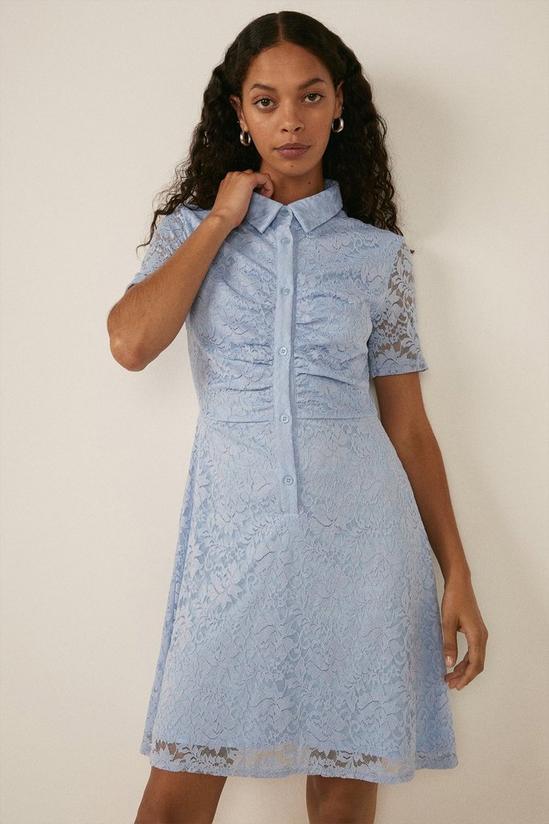 Oasis Lace Ruched Mini Shirt Dress 4