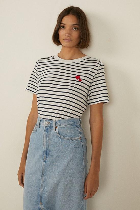 Oasis Cotton Heart Stripe T-shirt 1