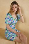 Oasis Floral Printed Ruched Front Mini Dress thumbnail 1