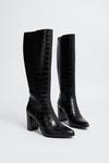 Oasis Leather Block High Heeled Knee High Boot thumbnail 2