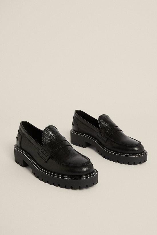 Oasis Leather Contrast Stitch Chunky Loafer 1