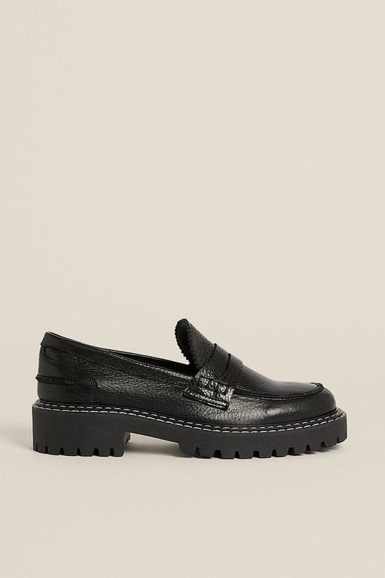 Oasis Leather Contrast Stitch Chunky Loafer 2