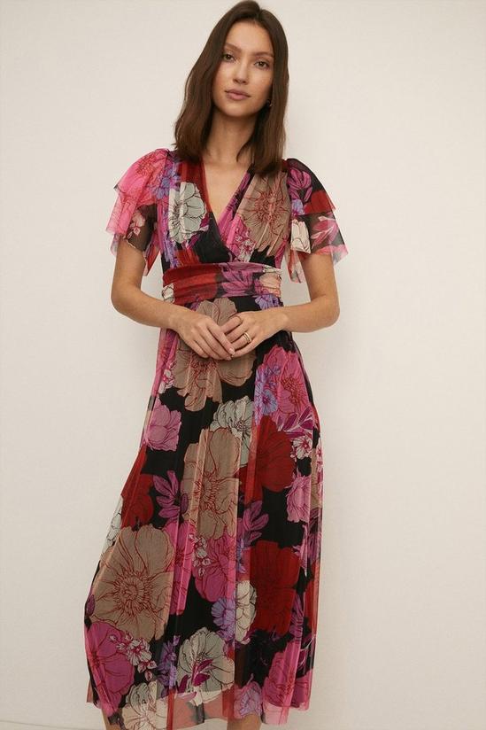 Oasis Floral Mesh Wrap Midi Dress 1