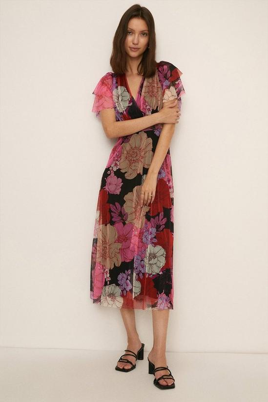 Oasis Floral Mesh Wrap Midi Dress 2