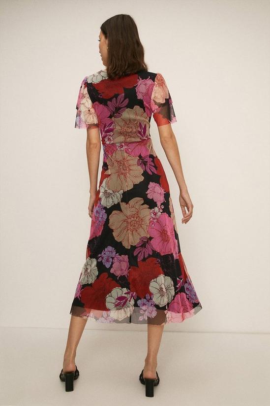 Oasis Floral Mesh Wrap Midi Dress 3