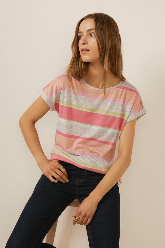 Oasis Rainbow Stripe Slub T Shirt 2
