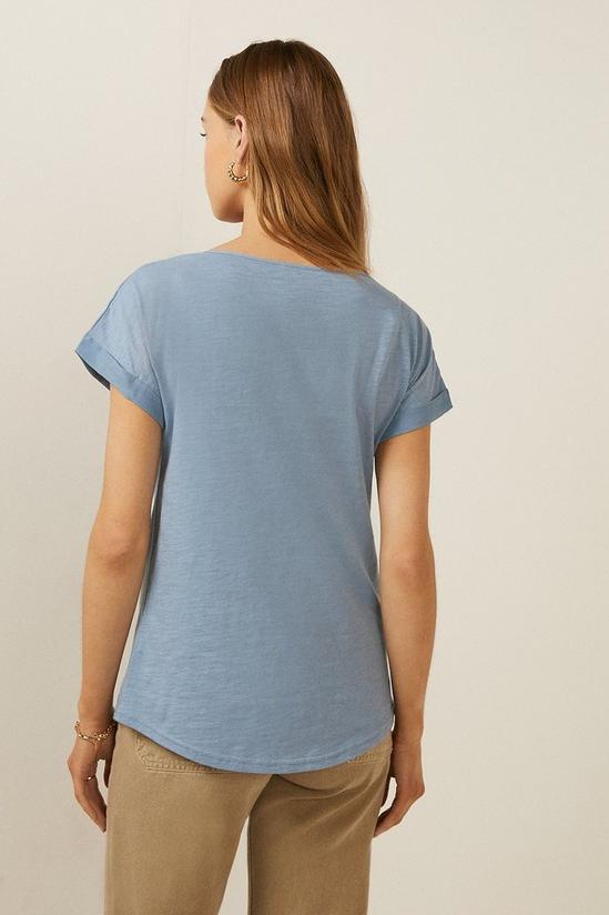 Oasis Essential Cotton Slub Roll Sleeve T-shirt 3