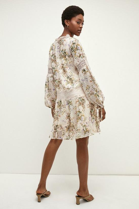 Oasis RHS Lace Trim Floral V Neck Smock Dress 3