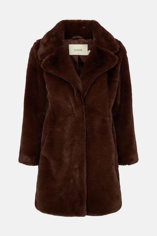 Oasis Petite Collared Faux Fur Long Coat 5