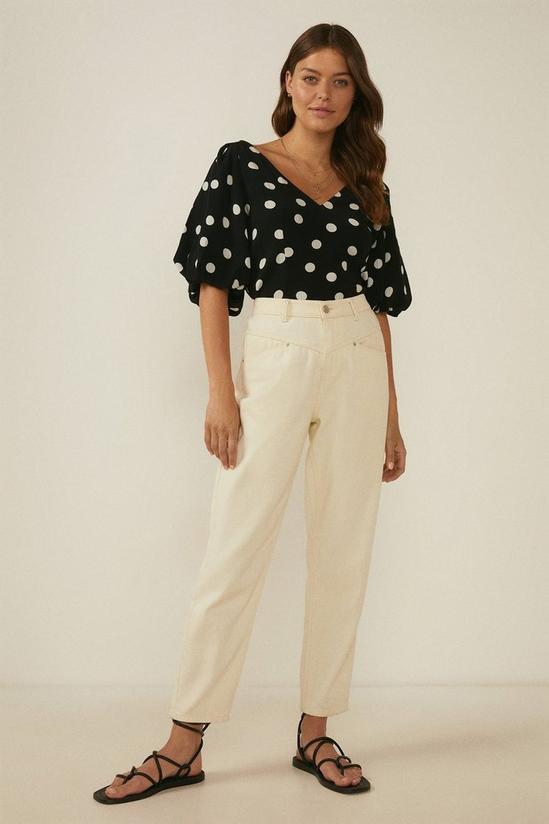 Oasis Dainty Spot Puff Sleeve V Neck Top 1