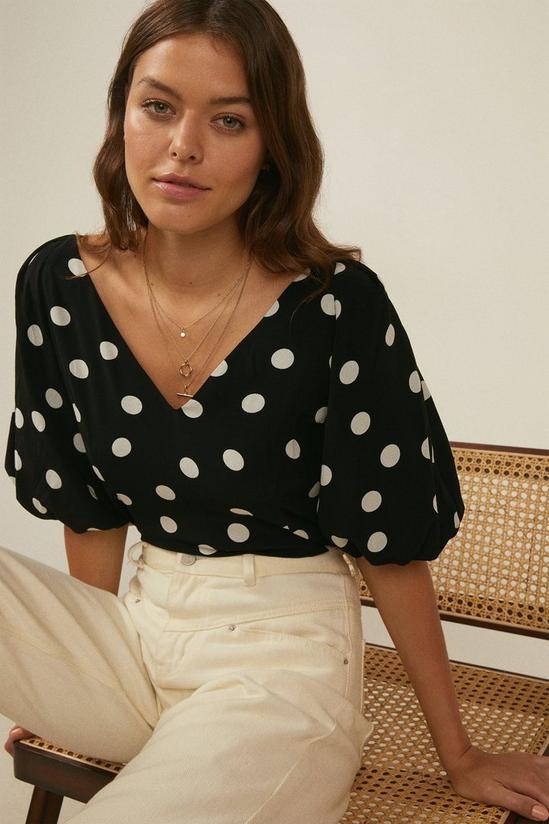 Oasis Dainty Spot Puff Sleeve V Neck Top 4